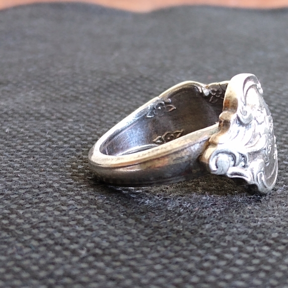 VTG International Silver plated floral Spoon Ring - Picture 2 of 8
